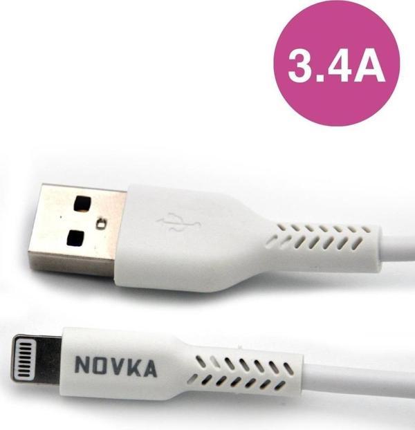 Apple Iphone Uyumlu 3.4 A Lightning & USB Data ve Şarj Kablosu 1 Metre Beyaz Tüm Modellerle Uyumlu - Image 1