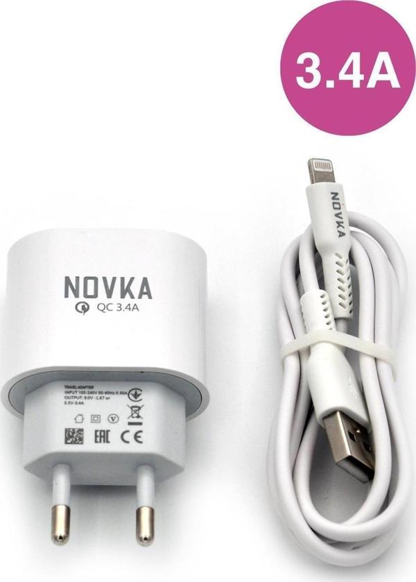 Apple Iphone Uyumlu 3.4 A Şarj Cihazı 1 Metre Beyaz Kablo + Adaptör Takım Tüm Modellerle Uyumlu - Image 1