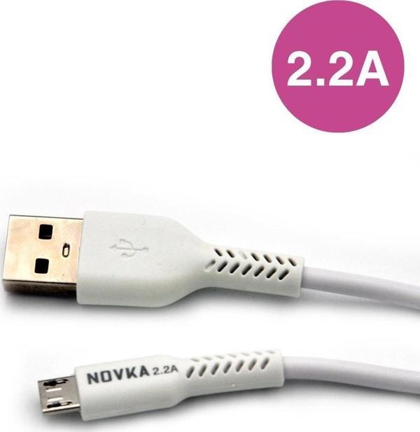 Micro & USB 2.2 A Şarj ve Data Kablosu 1 Metre Beyaz Samsung Huawei Modellerle Uyumlu - Image 1
