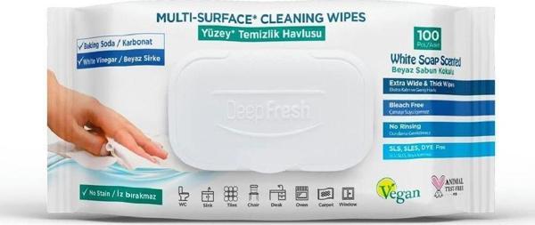 Deep Fresh Iz Bırakmaz Yüzey Temizlik Havlusu Karbonat & Beyaz Sirke 100 Yaprak - Image 1