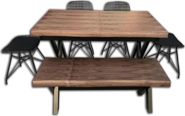 Masa 13766 ÜTÜK DESEN Model X metal ayak Açılır Benc tel sandalye tabure El Yapım - Image 1