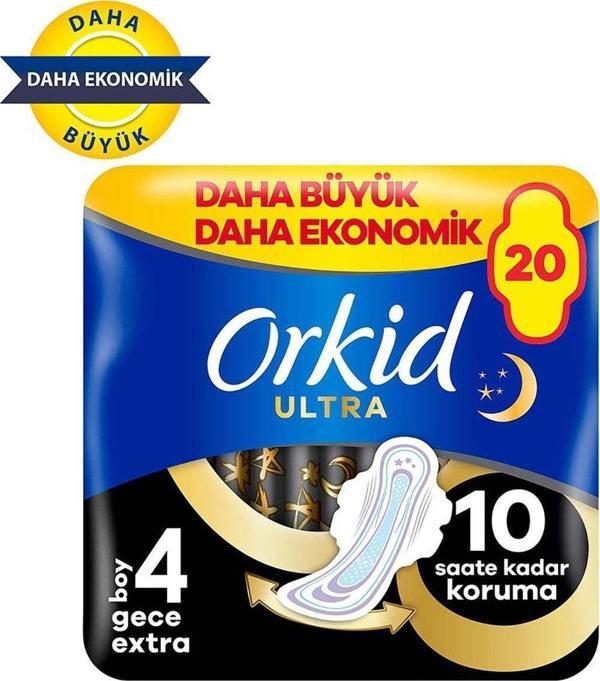 Orkid Ultra Gece Ekstra (Boy 4) 20 Adet Hijyenik Ped - Image 1