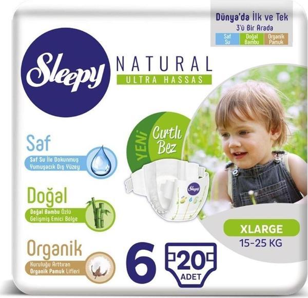 Sleepy Natural Bebek Bezi Jumbo 6 Beden 15-25 Kg 20 Adet - Image 1