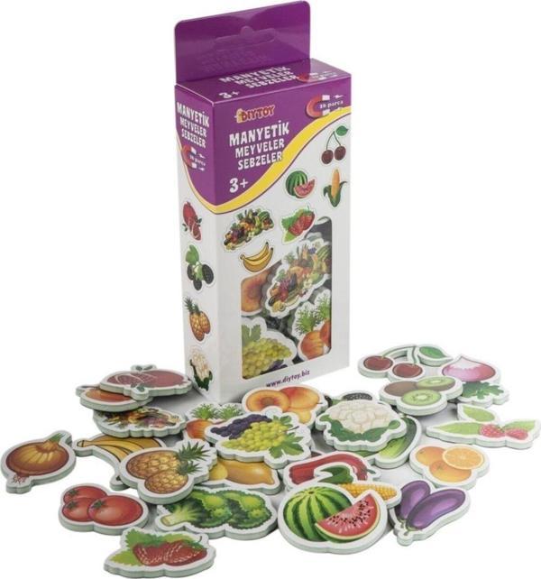 Dıytoy Manyetik Meyveler Sebzeler Mıknatıslı Eğitici Oyuncak (3+ Yaş) (26 Parça) - Image 1