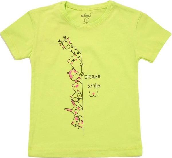 Smile Baskılı Kız Tshirt Yeşil - Image 1