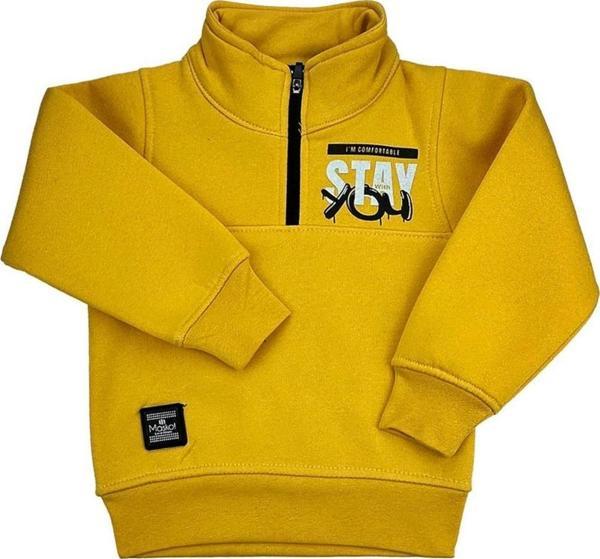 Dik Yaka Erkek Bebek Sweat Sarı - Image 1