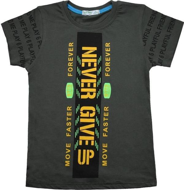 Never Gıve Up Baskılı Erkek Bebek Tshirt Yeşil - Image 1