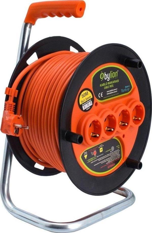 Bylion MK5015 4 Soketli 3x1.5mm 50 Metre Makaralı Kablo - Image 1