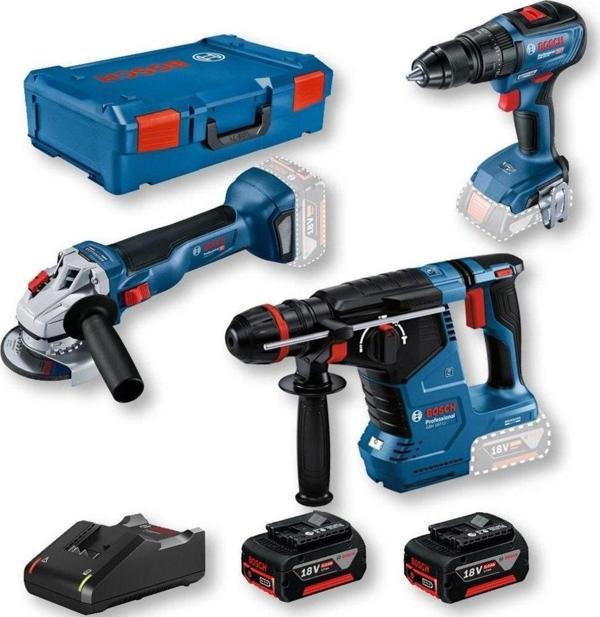 Bosch GBH 187 + GWS 18V-10 + GSR 18V-50 Vidalama Kırıcı Taşlama Seti - 0615990N42 - Image 1