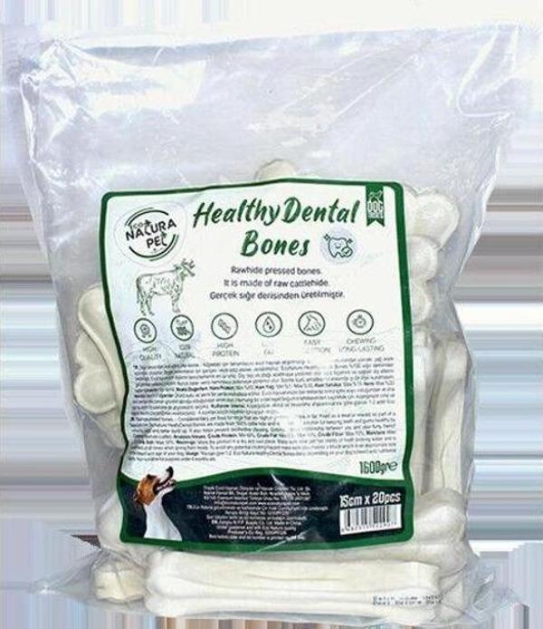 Eco Natura Pet Healty Dental Bones Beyaz Pres Kemik 15 cm 20'li 1600 gr - Image 1