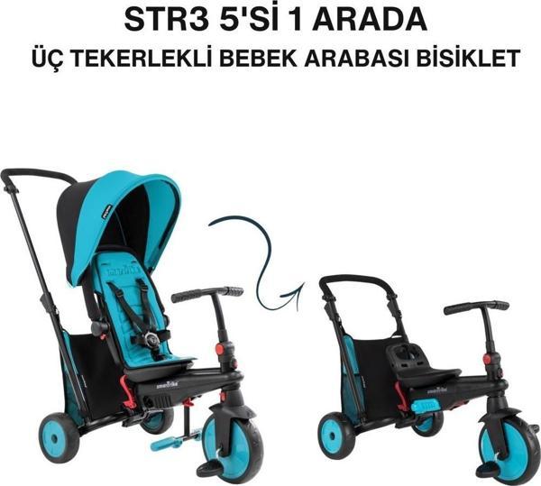SmarTrike STR3 Plus 5’i 1 Arada Modüler Katlanabilir Bebek Arabası ve Üç Tekerlekli Bebek Bisikleti - Blue - Image 1