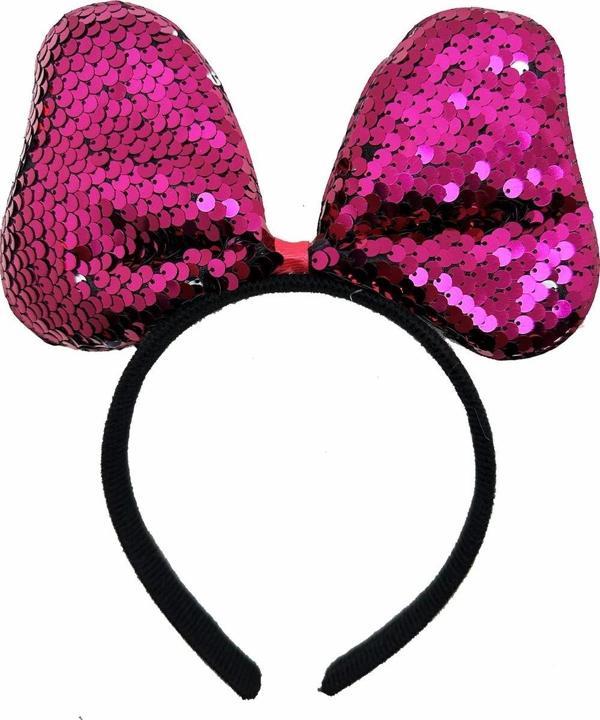 Renk Değiştiren Pullu Payetli Fiyonk Parti Tacı Fuşya Gümüş Renk 20x16 cm - Image 1