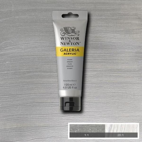 Winsor & Newton Galeria Akrilik Boya 120 ml. 617 Metallic Silver - Image 1