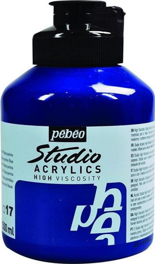 Pebeo Studio Akrilik Boya 500 ml 17 Phthalocyanine Blue - Image 1