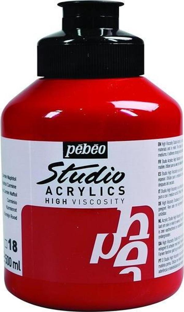 Pebeo Studio Akrilik Boya 500 ml 18 Naphtol Carmine - Image 1