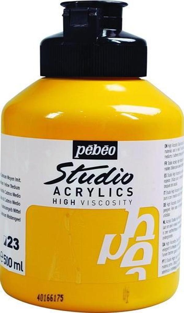 Pebeo Studio Akrilik Boya 500 ml 23 Cadmium Yellow Medium Hue - Image 1