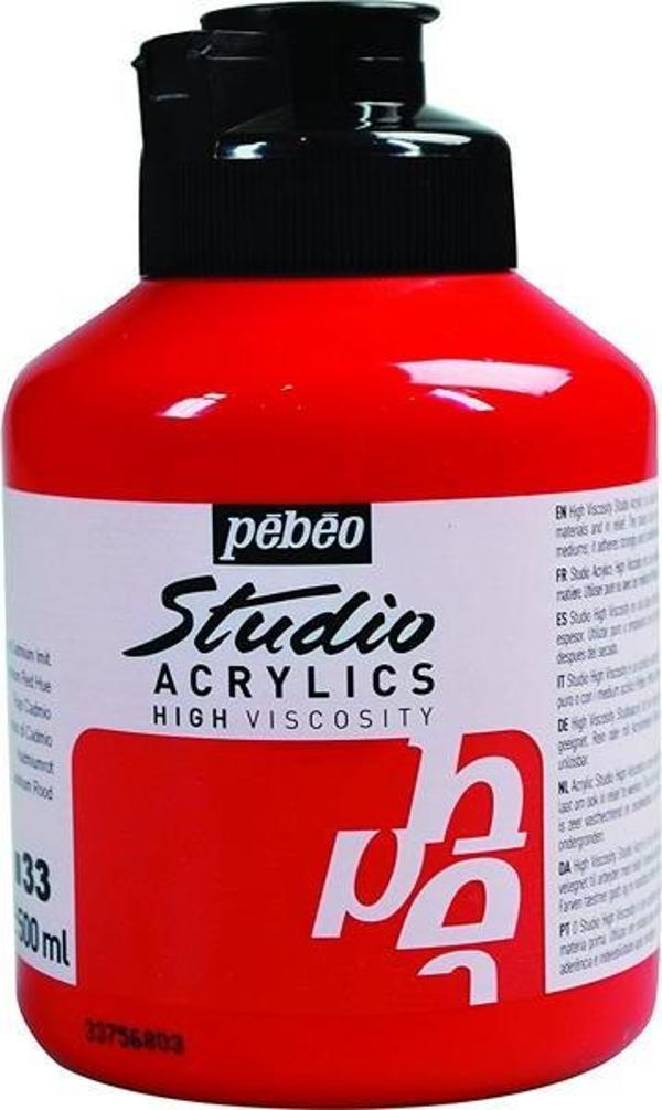 Pebeo Studio Akrilik Boya 500 ml 33 Cadmium Red Hue - Image 1