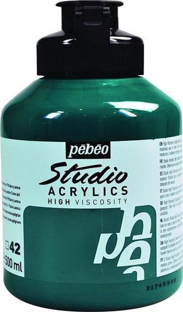 Pebeo Studio Akrilik Boya 500 ml 42 Phthalocyanine Emerald Green - Image 1