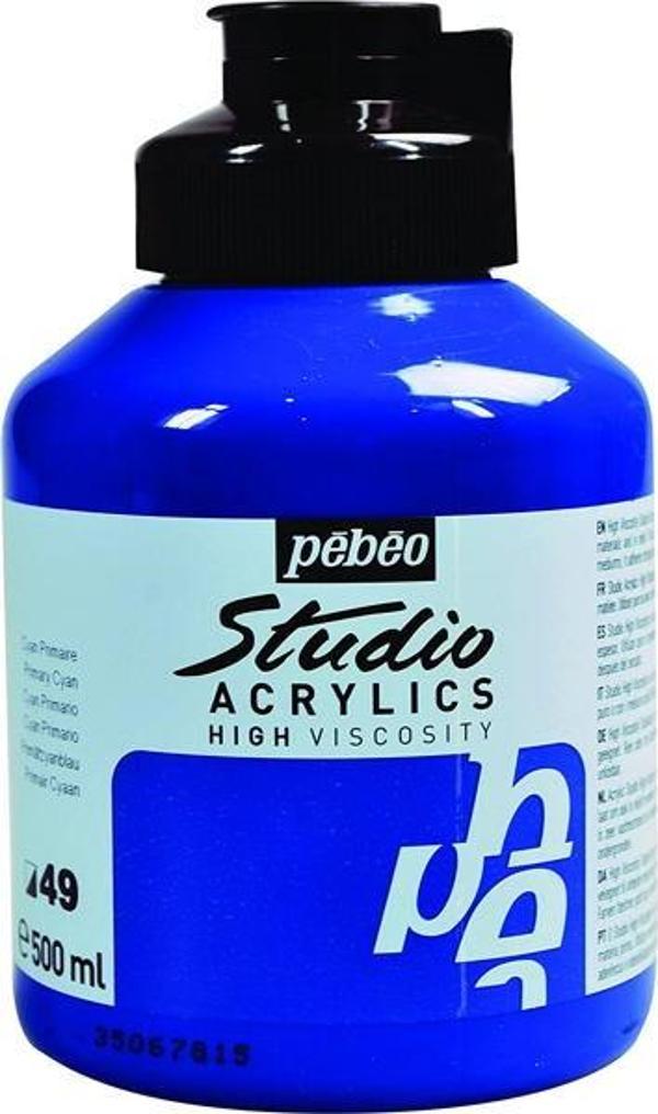 Pebeo Studio Akrilik Boya 500 ml 49 Primary Cyan - Image 1