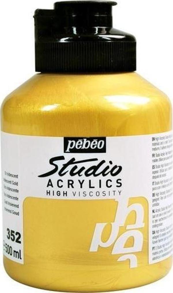Pebeo Studio Akrilik Boya 500 ml 352 Iridescent Gold - Image 1