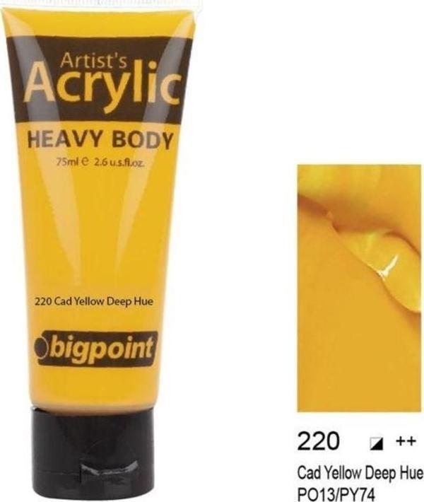 Bigpoint Akrilik Boya 75 ml Cad Yellow Deep Hue 220 - Image 1