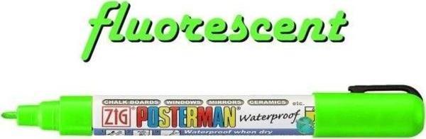 Zig Posterman Waterproof Boyama Markeri Fine Uç 1 mm FLUO. GREEN - Image 1