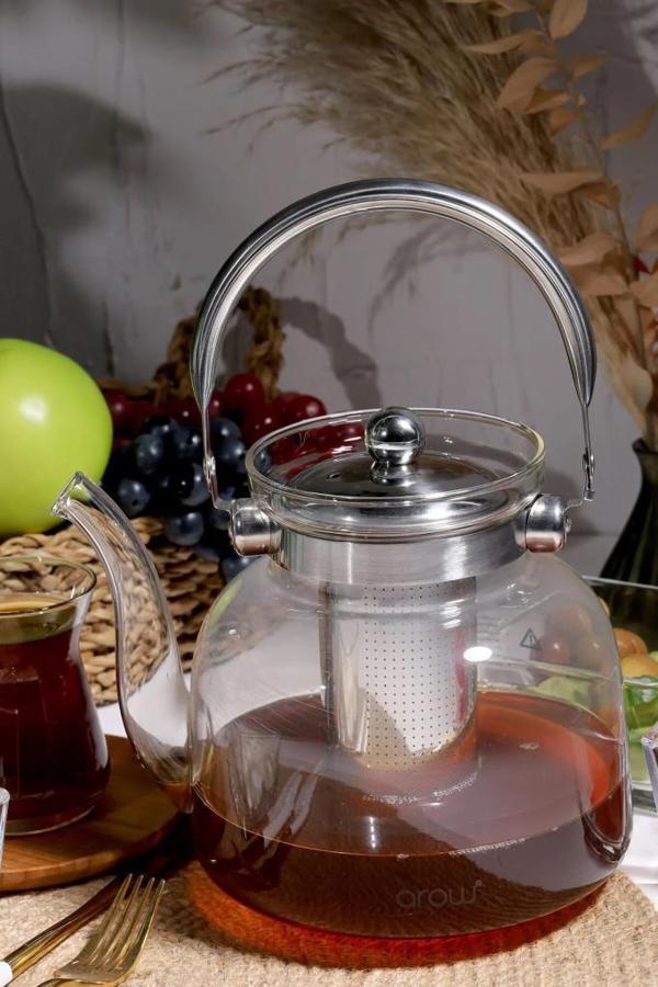 Arow Ateşe Dayanıklı Borosilikat Cam Çaydanlık 1600 Ml TR-1662 - Image 1