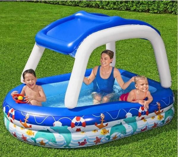 Bestway 54370 Büyük Boy Dikdörtgen Şişme Aile Havuzu 213X155X132 - Image 1