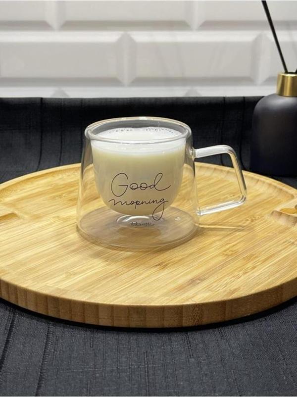 Perotti 13793 Good Morning Çift Cidarlı Cam Kahve Kupası 200ML - Image 1