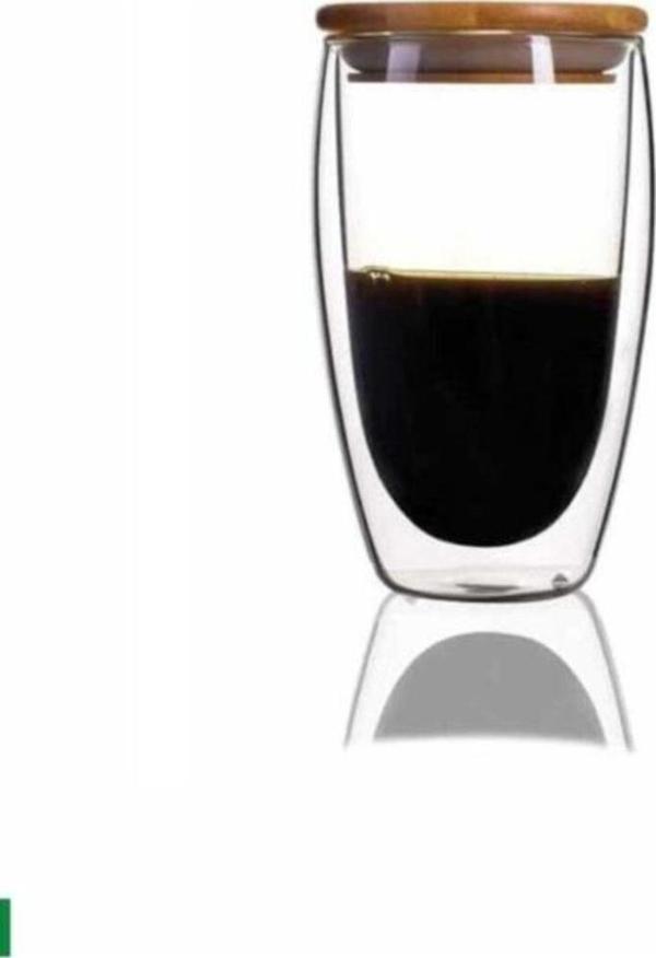 Perotti Çift Cidarlı Bambu Kapaklı Bardak Kupa 450 ml 12463 - Image 1