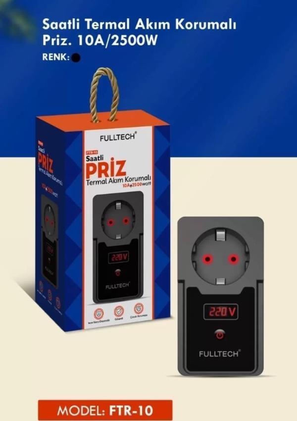 Fulltech Termal Akım Korumalı Isıya Dayanıklı Zaman Ayarlı Tekli Priz FTR-10 - Image 1