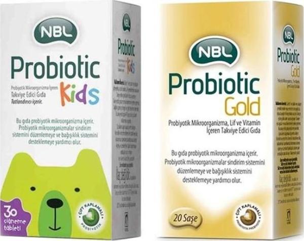 NBL Probiotic Gold 20 Stick Saşe + NBL Probiotic Kids 30 Çiğneme Tableti - Image 1