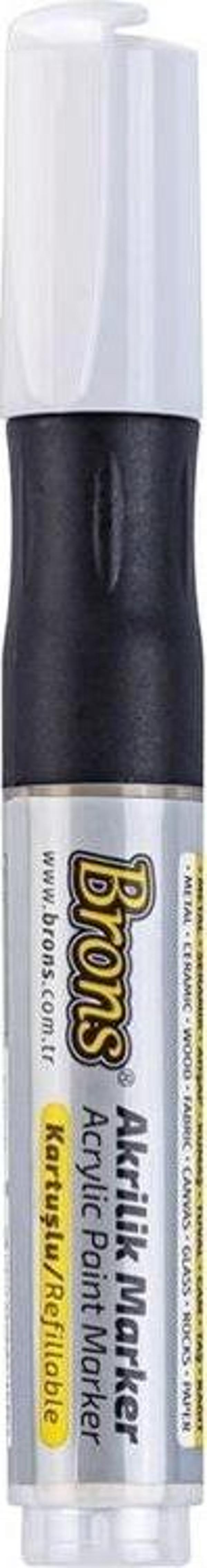 Brons Akrilik Marker 4 mm Yuvarlak Uç Beyaz - Image 1