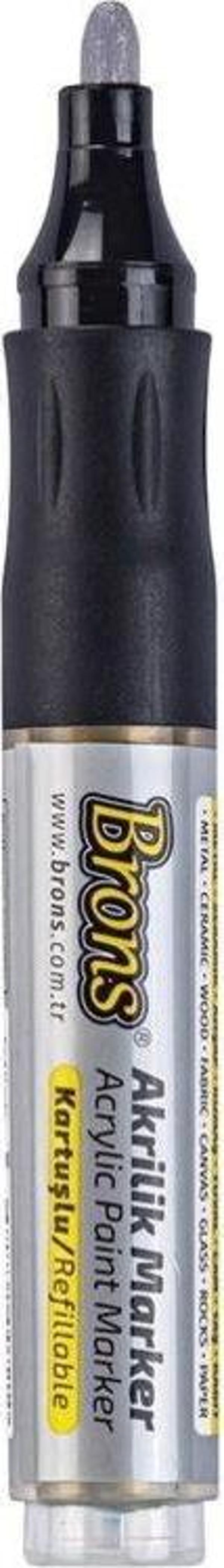 Brons Akrilik Marker 4 mm Yuvarlak Uç Gümüş - Image 1