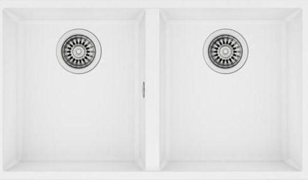 Teka Square 760 TG Çift Hazneli Tezgahaltı Beyaz Tegranite Eviye - Image 1