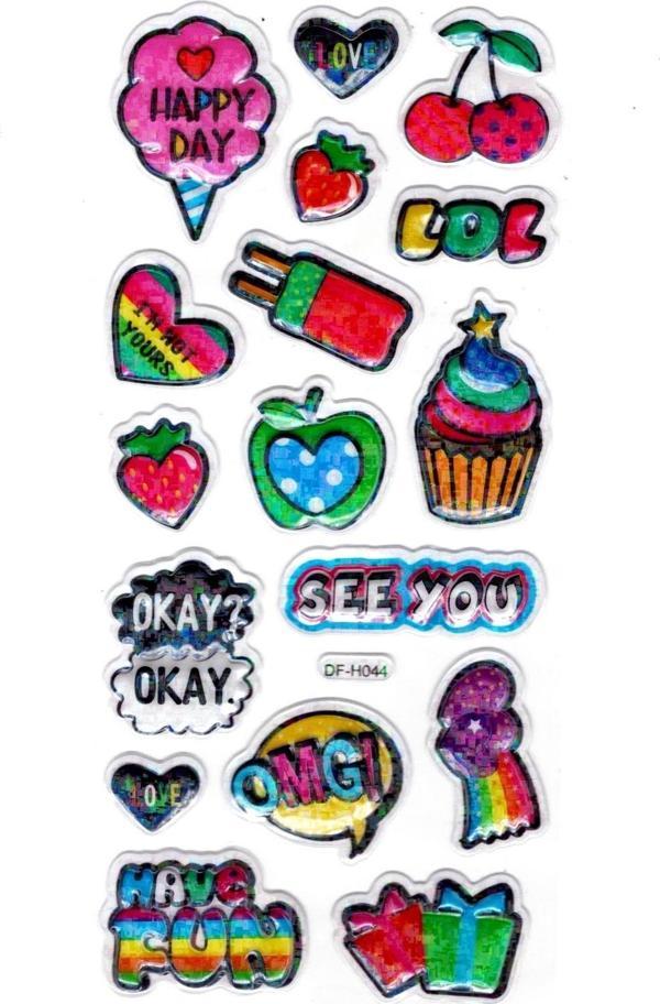 Işıltılı Sticker Kabartmalı Stiker Defter Planlayıcı Etiket (Dfh044)-18x9cm- Fun Cupcake - Image 1