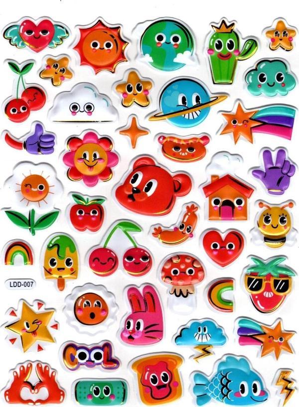 Sticker Kabartmalı Stiker Defter Planlayıcı Etiket (Ldd007)-24x19cm - Dünya Çiçek Balık - Image 1