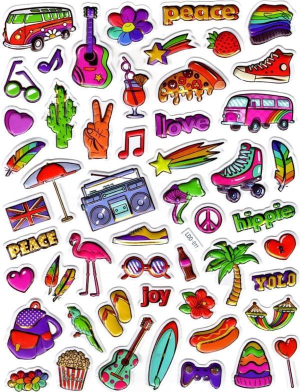 Sticker Kabartmalı Stiker Defter Planlayıcı Etiket (Ldd011)-24x19cm - Hippie Tatil - Image 1