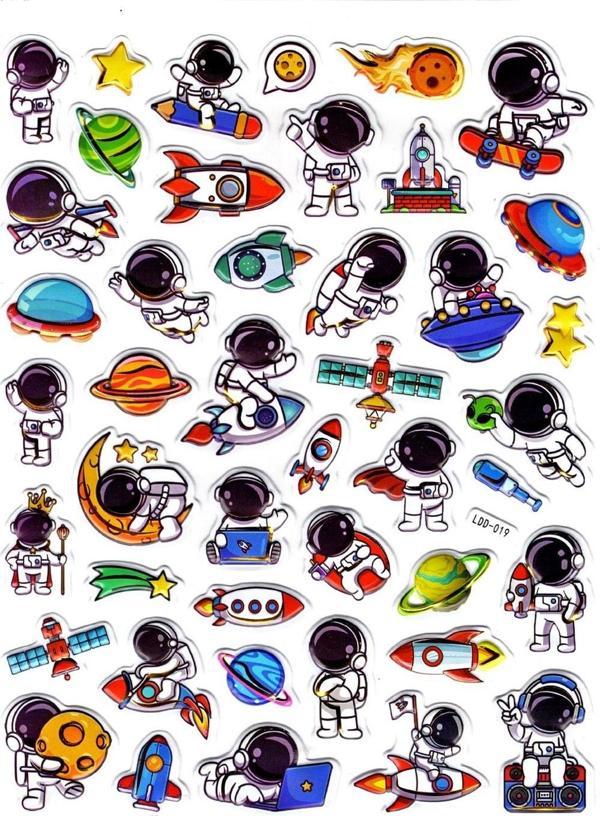 Sticker Kabartmalı Stiker Defter Planlayıcı Etiket (Ldd019)-24x19cm - Astronot - Image 1