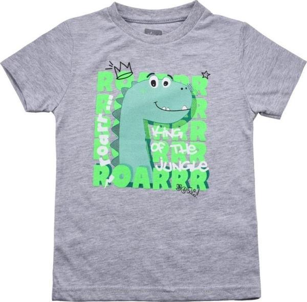 Sevimli Dinozar Baskılı Erkek Bebek Tshirt Gri - Image 1