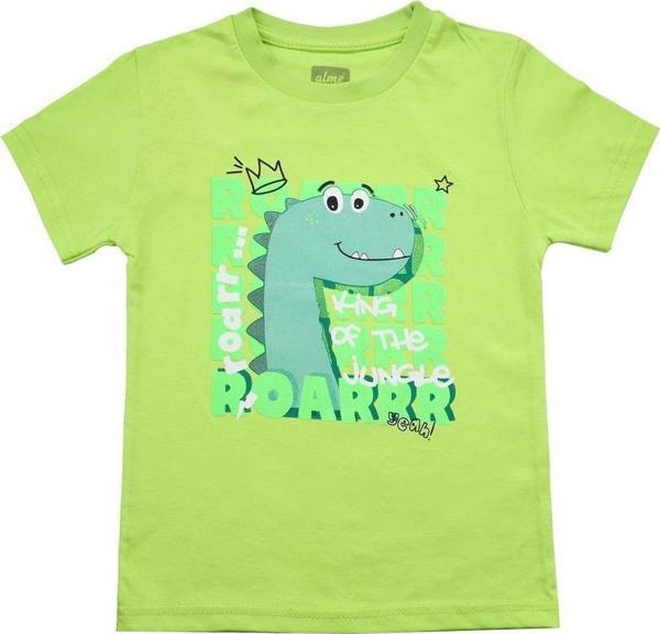 Sevimli Dinozor Baskılı Erkek Bebek Tshirt Yeşil - Image 1