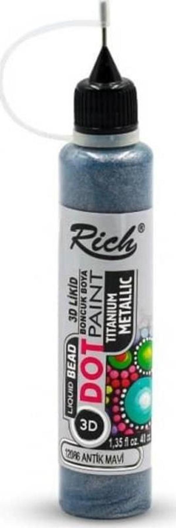 Rich Dot Paint Mandala Boyutlu Boya 40 cc METALİK ANTİK MAVİ - Image 1