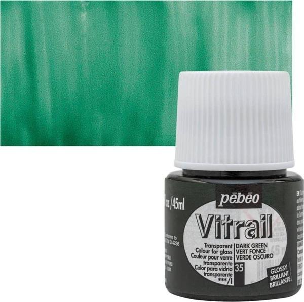 Pebeo Vitrail Cam Boyası 45 ml. 35 Dark Green - Image 1