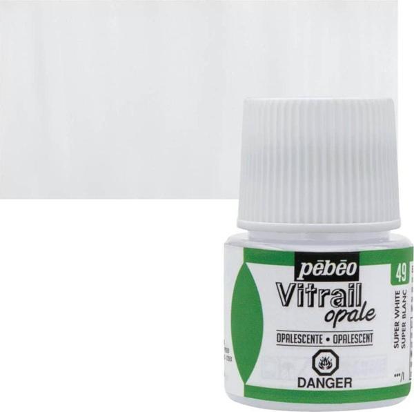 Pebeo Vitrail Cam Boyası 45 ml. 49 Super White Opak (Örtücü) - Image 1
