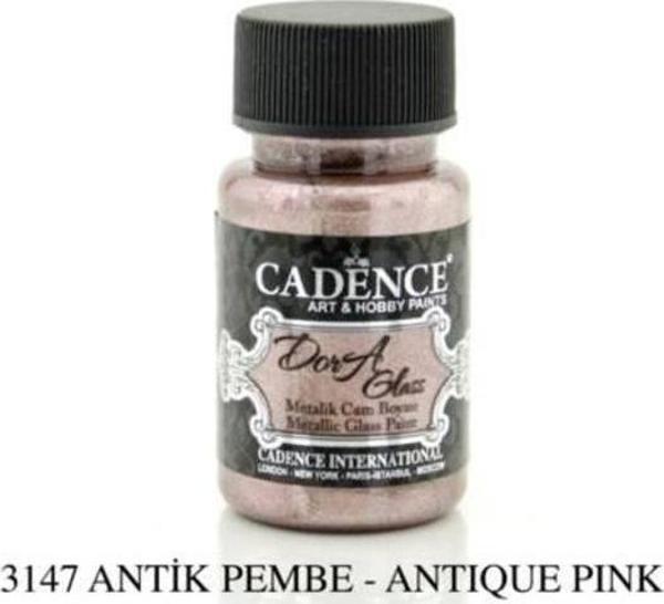 Cadence Dora Glass Metalik Cam Boyası 50 ml. 3147 ANTİK PEMBE - Image 1
