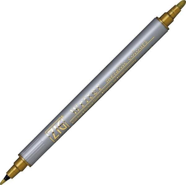 Zig Çift Uçlu Yaldızlı Davetiye Kalemi METALİK ALTIN - Image 1