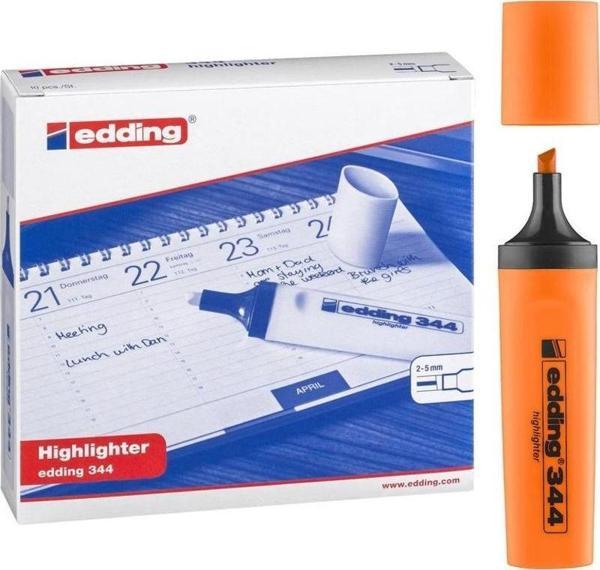Edding 344 Highlighter Fosforlu İşaretleme Kalemi TURUNCU 10'lu Kutu - Image 1