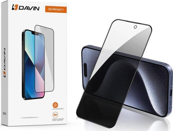 Apple iPhone 15 Pro Max Davin 5D Privacy Cam Ekran Koruyucu - Image 1