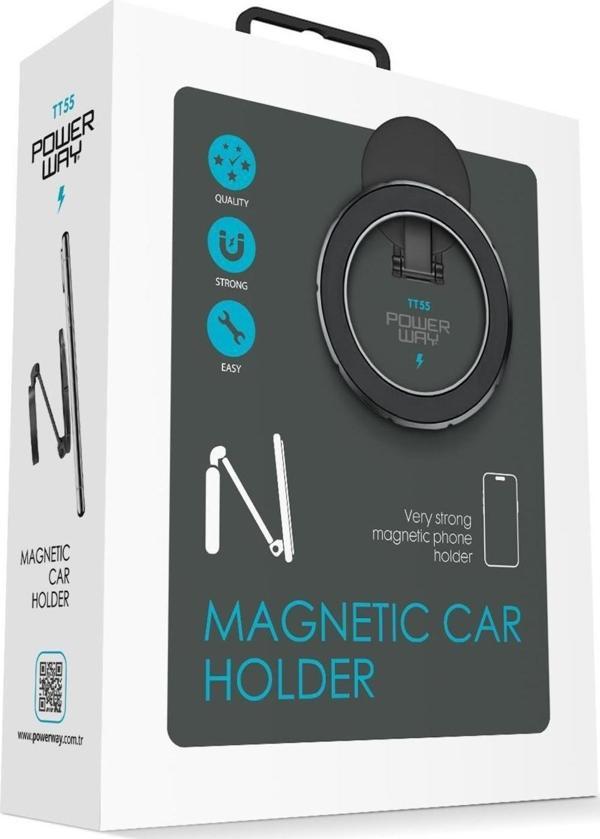 Powerway TT55 Mıknatıslı Araç İçi Yapışkanlı Magsafe Destekli Telefon Tutucu - Image 1
