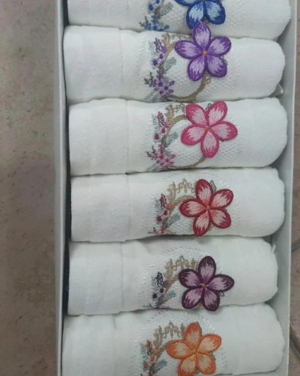Mutfak Havlusu Kadife Kutulu Desenli 30x50 cm 6 Adet Pamuk 2 - Image 1